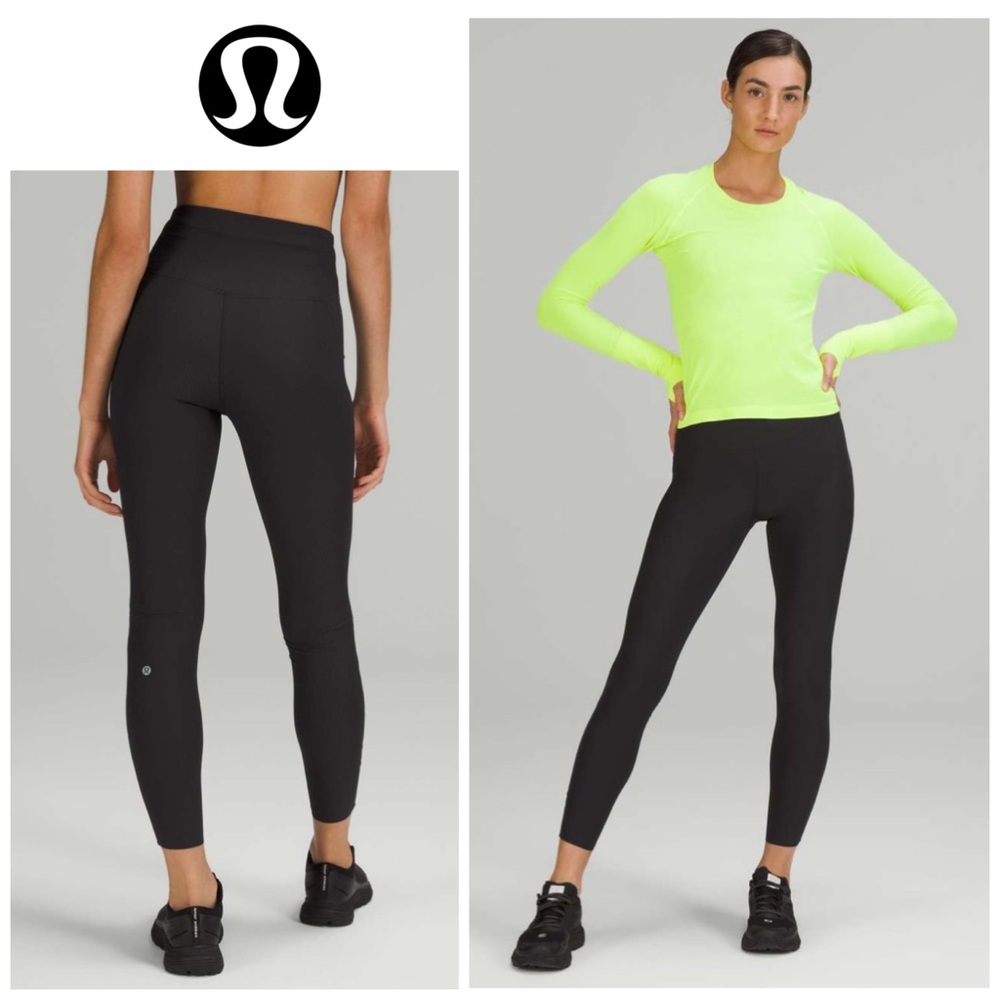 Lululemon Sz 4 Base Pace High-Rise Ribbed Tight 25" in Black Size 4